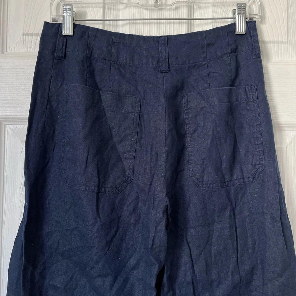 Quince Navy Linen Wide Leg Pants Size 6